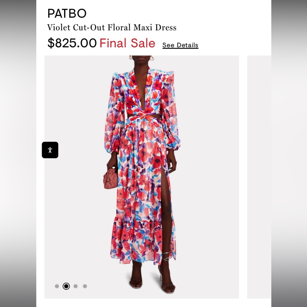 PatBO Violet Cut-Out Floral Maxi Dress size XS
